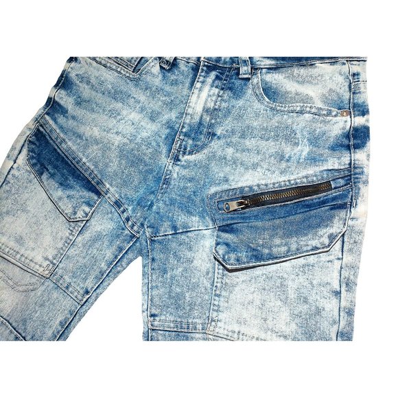 Boy's Southpole Acid Wash Distressed Stretchy Moto Fashion Jeans 7 Pockets Sz 14 - Picture 3 of 11